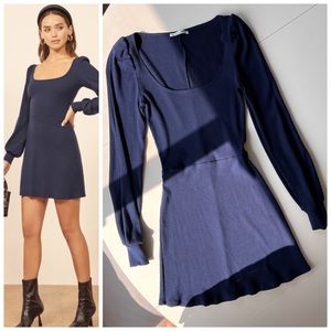 Reformation Linah Dress in Navy Blue